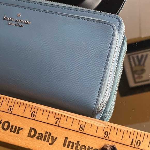 Kate Spade blue Leather Anita Patterson Drive doble zipper Wallet wrislet - Picture 5 of 17